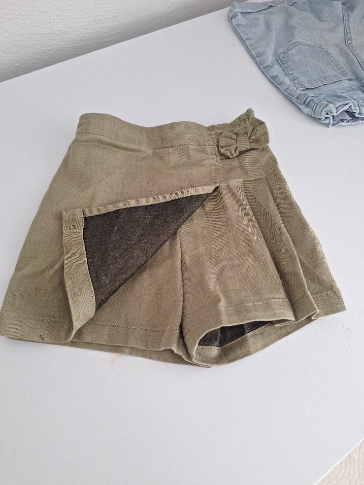 Kız Çocuk Bej Keten Pilili Etek sort - Görsel 2