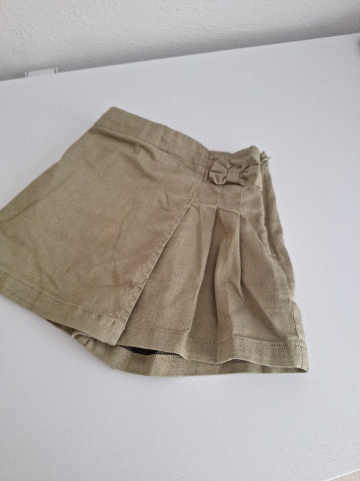 Kız Çocuk Bej Keten Pilili Etek sort - Görsel 5