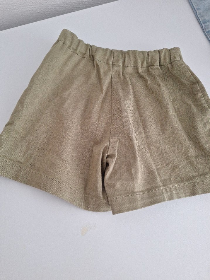 Kız Çocuk Bej Keten Pilili Etek sort - Görsel 4