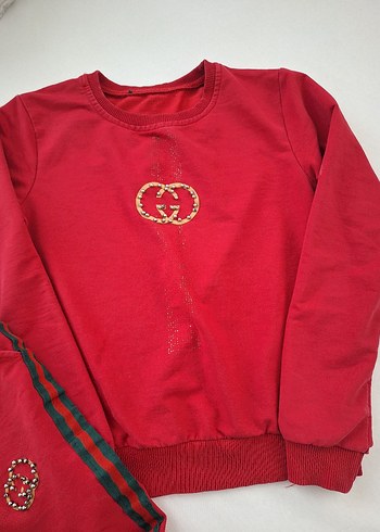 Kızlar için Kırmızı Nakışlı Rahat Takım - Görsel 3