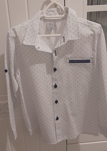 Erkek Çocuk Beyaz Baskılı Uzun Kollu Gömlek - Görsel 2