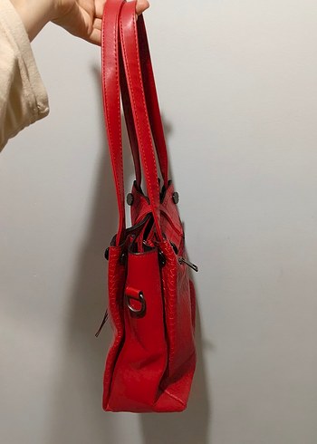 Kırmızı Deri Kadın Çanta - Görsel 4
