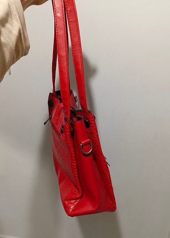 Kırmızı Deri Kadın Çanta - Görsel 2