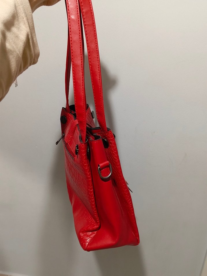 Kırmızı Deri Kadın Çanta - Görsel 2