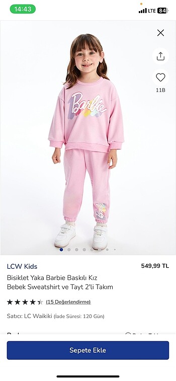 Kız çocuk Barbie alt üst takım - Görsel 5