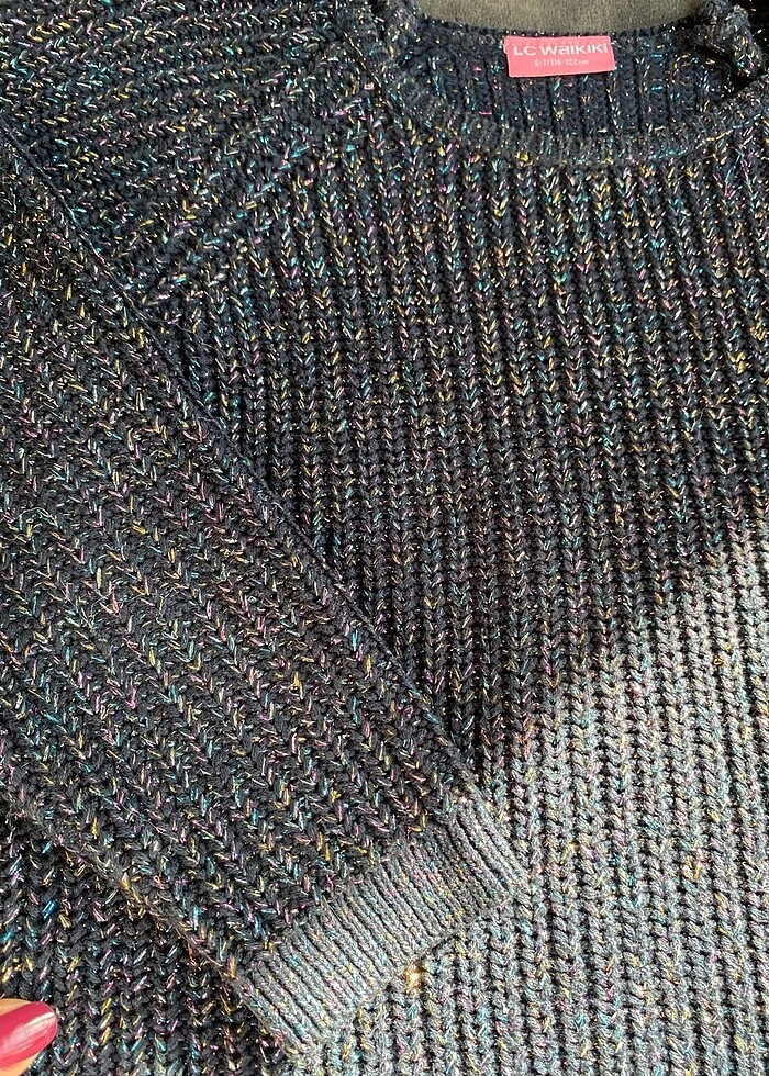 Kız çocuk simli kazak - Görsel 3