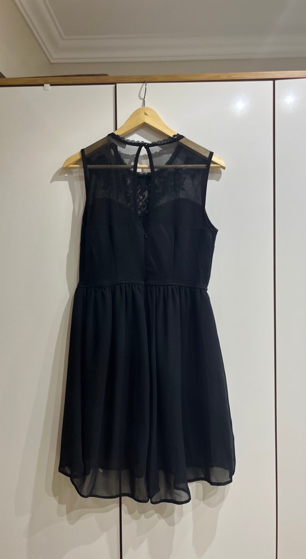 Dantel Detaylı Siyah Midi Gotik Elbise - Görsel 3