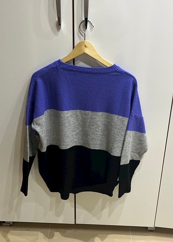 Kadın Renkli Çizgili Örgü Kazak - Görsel 4