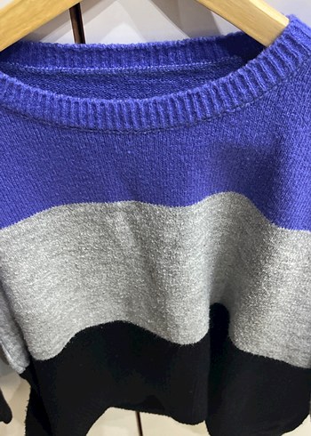 Kadın Renkli Çizgili Örgü Kazak - Görsel 2