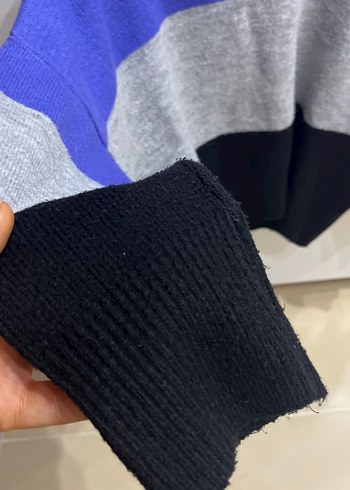 Kadın Renkli Çizgili Örgü Kazak - Görsel 3