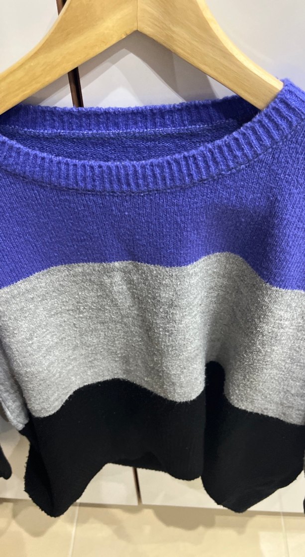 Kadın Renkli Çizgili Örgü Kazak - Görsel 2