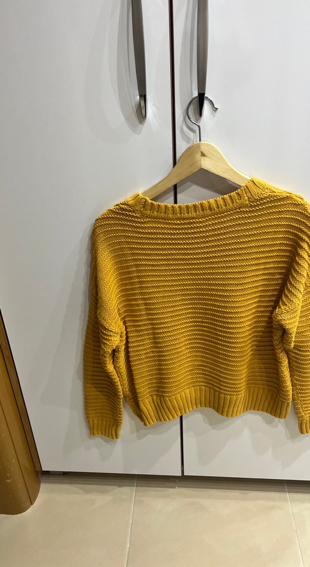 Sarı Triko Kadın Kazak - Görsel 3