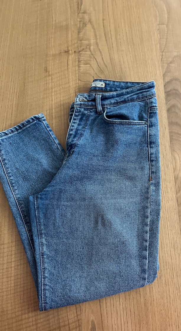 Kadın Gri Mavi Denim Midi Pantolon - Görsel 4