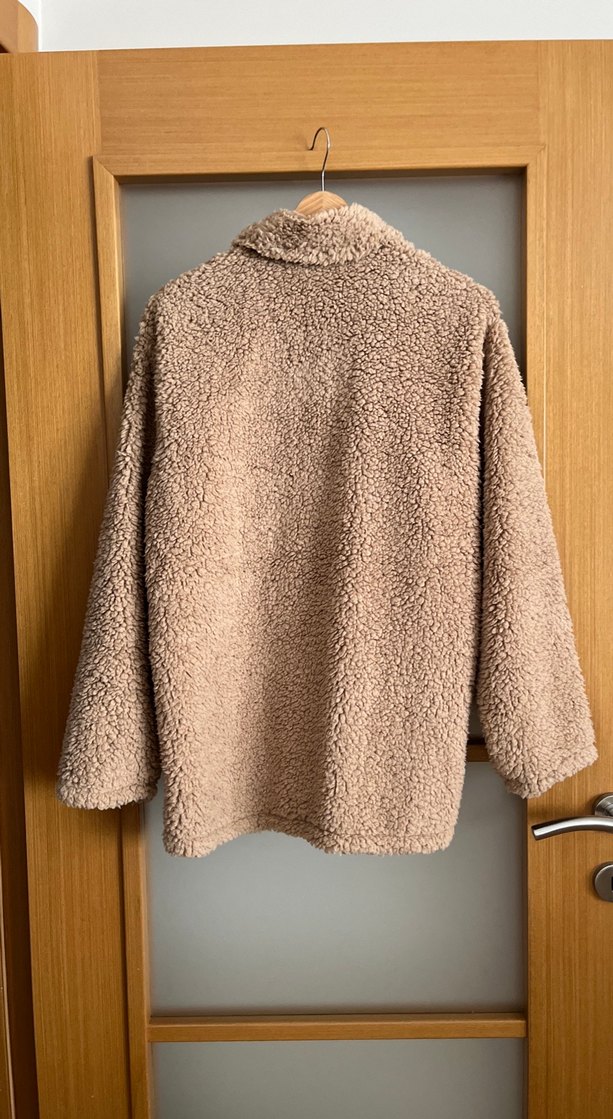 Kahverengi Leopar Detaylı Kadın Peluş Ceket sadece etiketini - Görsel 4