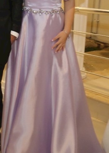 Lila Drapeli Uzun Abiye Elbise - Görsel 2