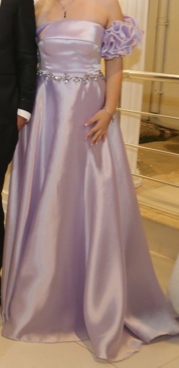 Lila Drapeli Uzun Abiye Elbise - Görsel 2