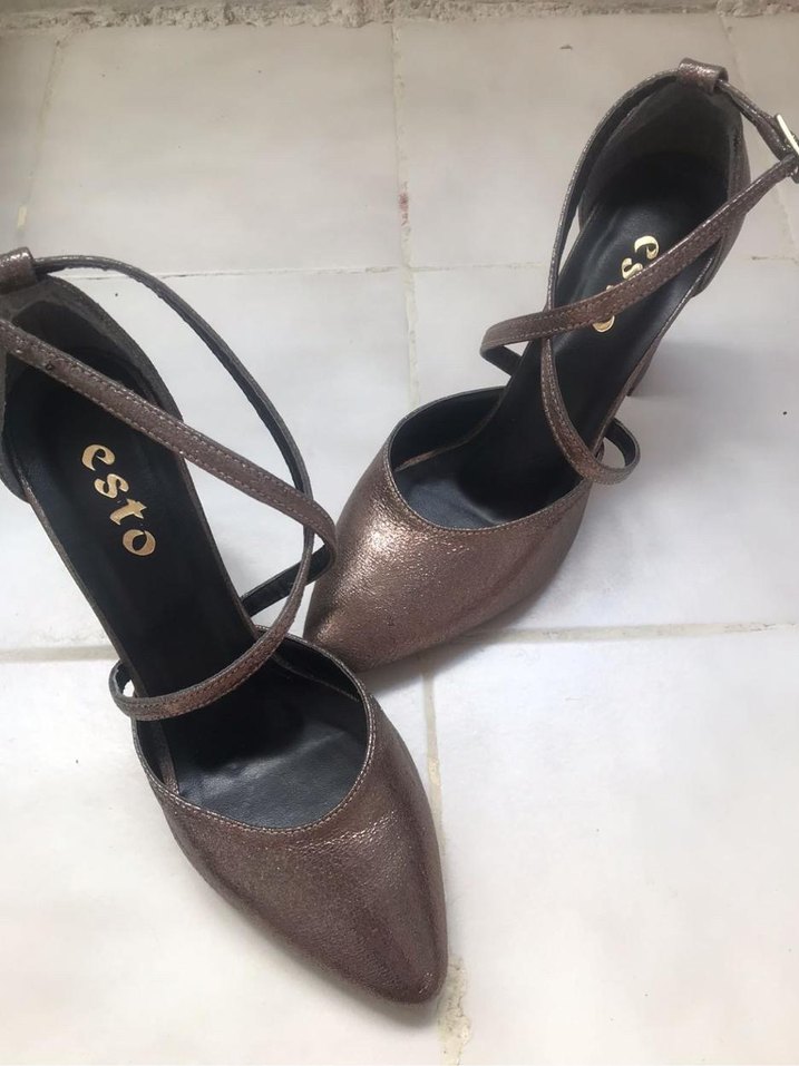 Sedefli Kahverengi Topuklu Ayakkabı - Görsel 2