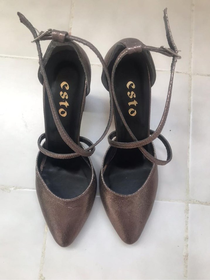 Sedefli Kahverengi Topuklu Ayakkabı - Görsel 3