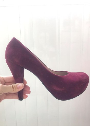Bordo Süet Stiletto Topuklu Kadın Ayakkabı - Görsel 3