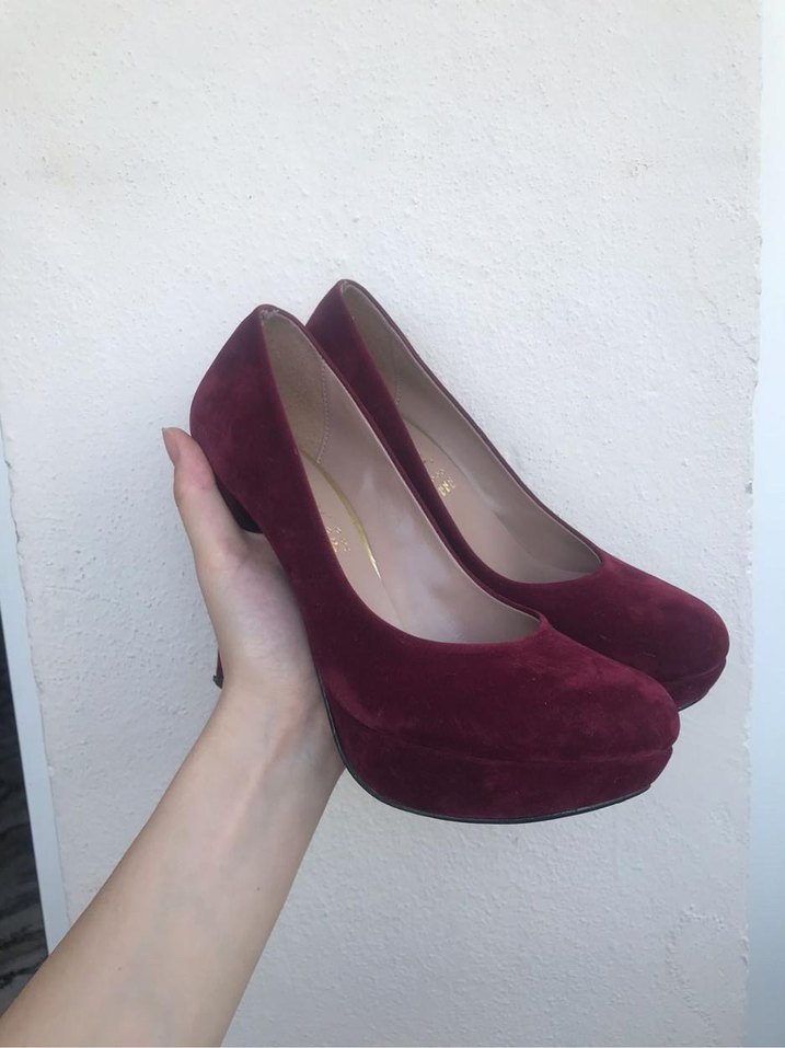 Bordo Süet Stiletto Topuklu Kadın Ayakkabı - Görsel 4