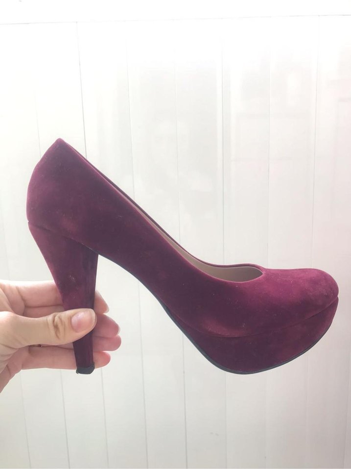 Bordo Süet Stiletto Topuklu Kadın Ayakkabı - Görsel 3