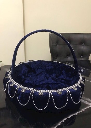 Parlak Mavi Kadife Kına Sepeti - Görsel 3