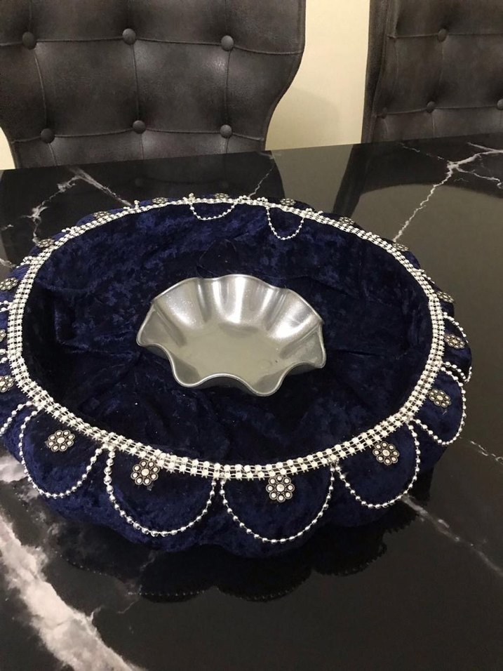 Parlak Mavi Kadife Kına Sepeti - Görsel 4