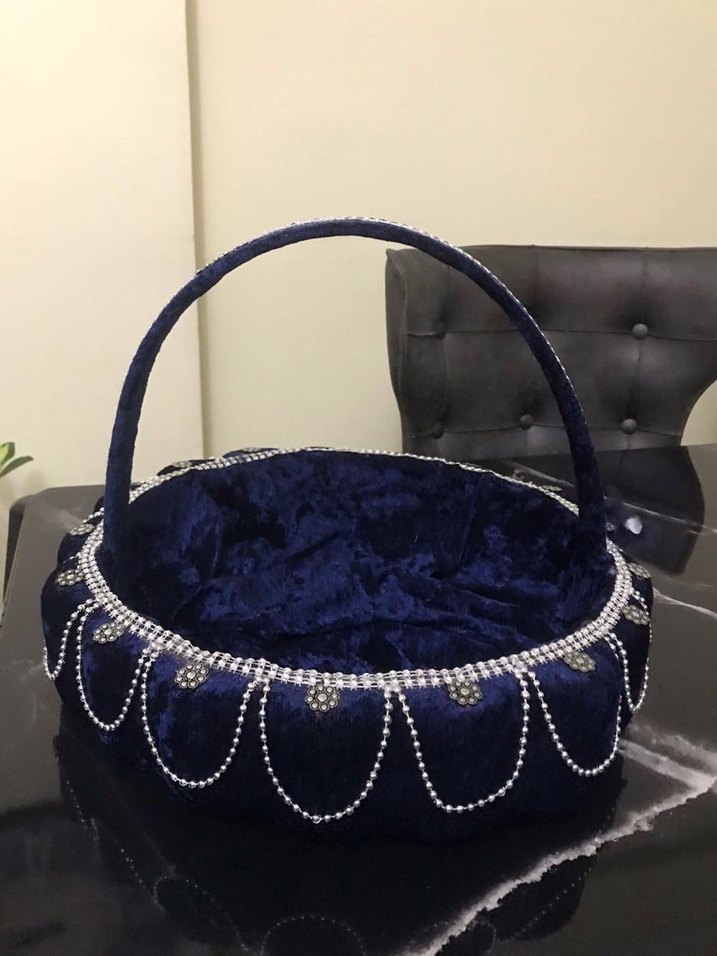 Parlak Mavi Kadife Kına Sepeti - Görsel 3