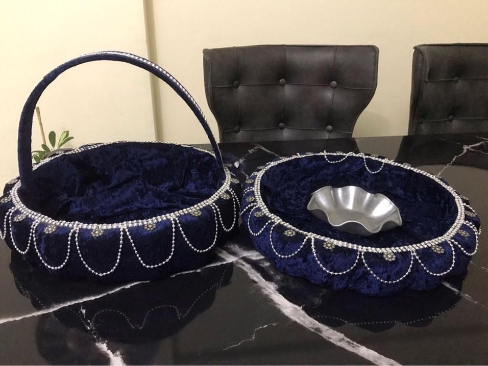 Parlak Mavi Kadife Kına Sepeti - Görsel 2