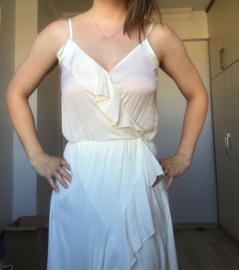 Ekru Bohem Dış çekim Elbisesi - Görsel 5