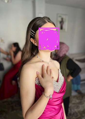 Parlak Pembe Straplez Drapeli Abiye Elbise - Görsel 3