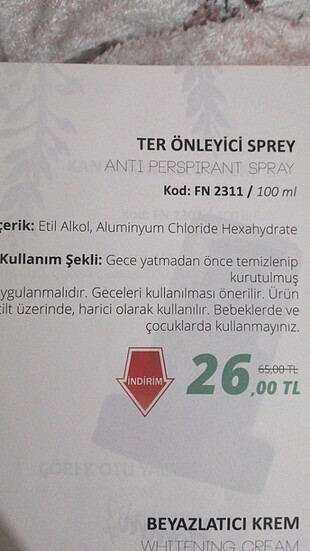 Diğer Ter önleyici sprey 
