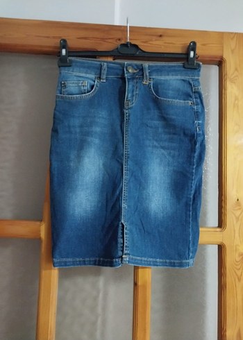 XSİDE Mavi Denim Midi Etek