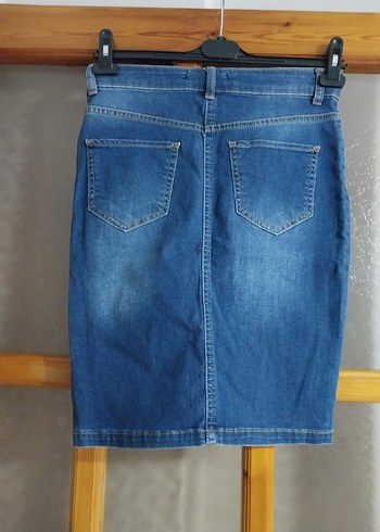 34 Beden XSİDE Mavi Denim Midi Etek