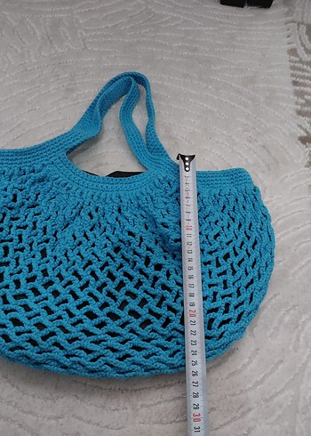 Mavi Örgü Bohem Kadın Çanta - Görsel 4