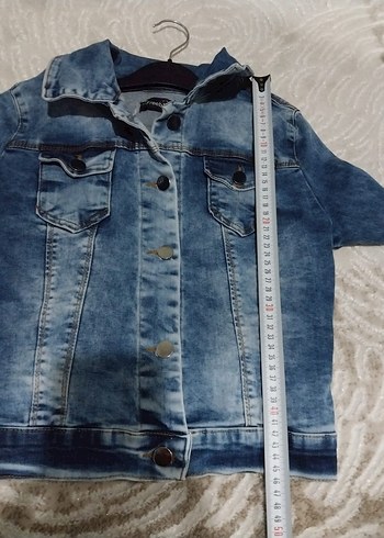 LİKRALI. Düğmeli Mavi Kadın Denim Ceket - Görsel 6