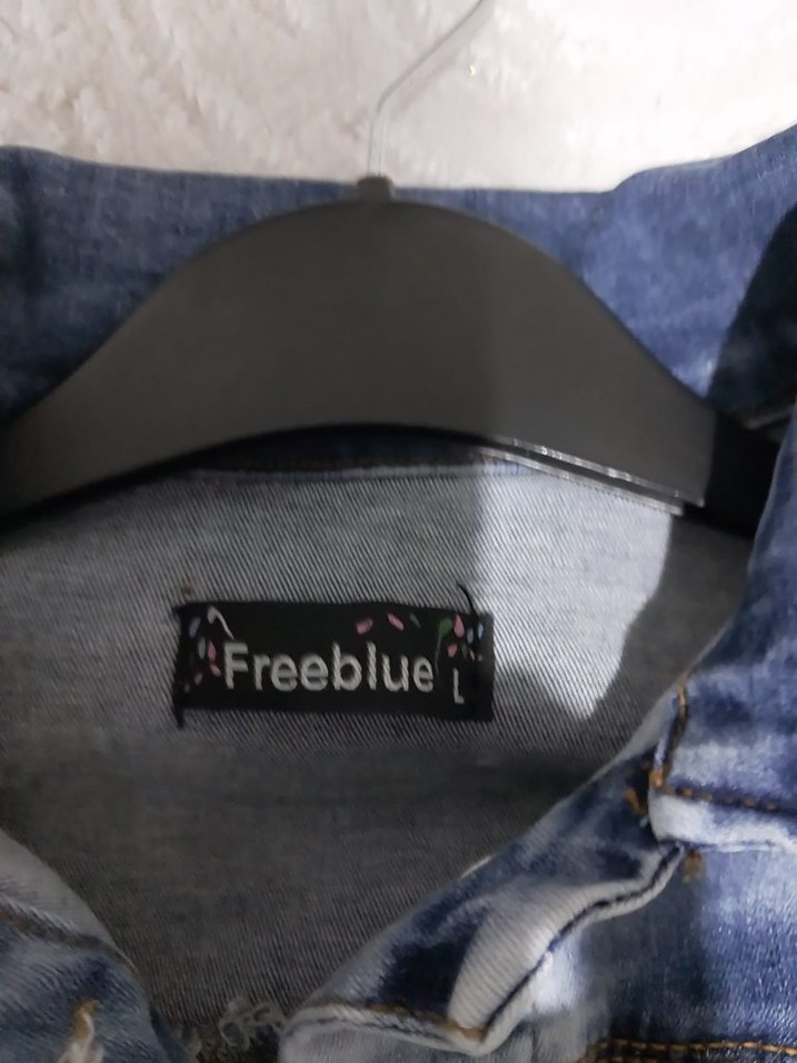 LİKRALI. Düğmeli Mavi Kadın Denim Ceket - Görsel 4