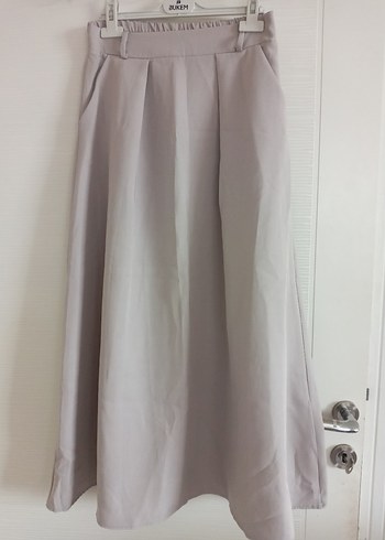 s Beden Bej Kısa Kesim Düğmeli Kadın Blazer Ceket ve Etek Takım