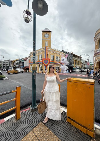 Beyaz Katkatlı elbise - Görsel 2