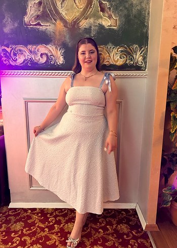 Askı Detaylı Beyaz Uzun Abiye Elbise - Görsel 3