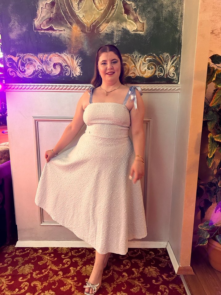 Askı Detaylı Beyaz Uzun Abiye Elbise - Görsel 3