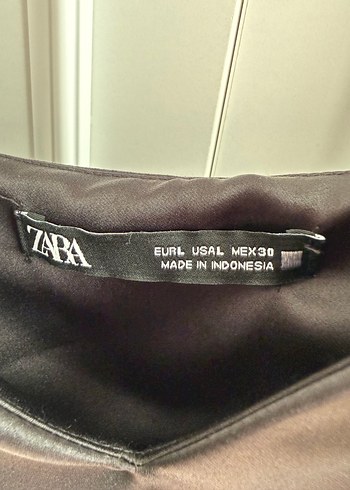 Zara Saten Siyah Mini Elbise - Görsel 4