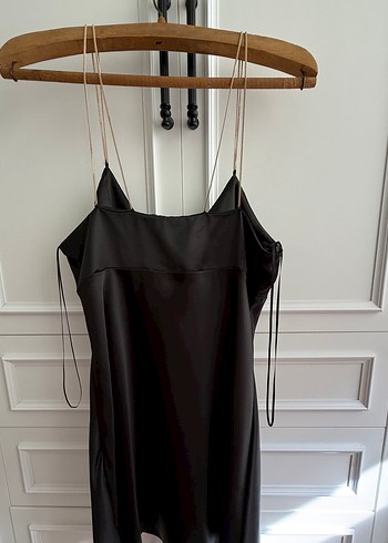 Zara Saten Siyah Mini Elbise - Görsel 2