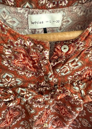 Bohem kahverengi keten gömlek elbise - Görsel 2