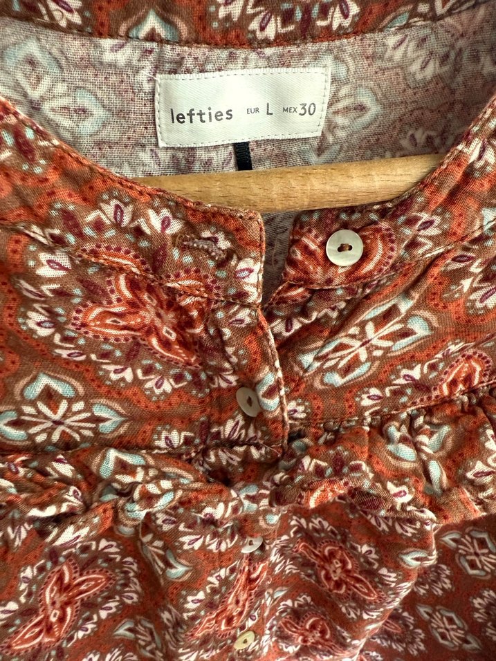 Bohem kahverengi keten gömlek elbise - Görsel 2