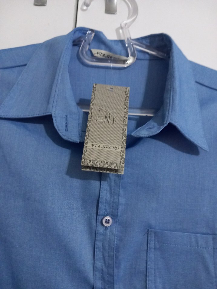 Mavi Kısa Kollu Düğmeli Kadın Gömlek - Görsel 2