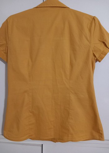 Bej Kısa Kollu V Yaka Kadın Gömlek Defakto mrk - Görsel 3