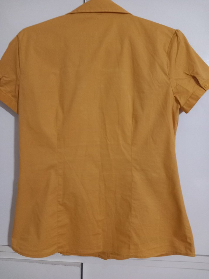 Bej Kısa Kollu V Yaka Kadın Gömlek Defakto mrk - Görsel 3