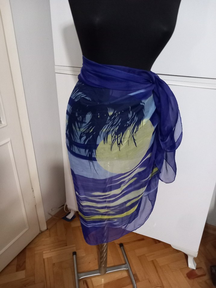 Mavi Bağlamalı Bohem Maksi Pareo - Görsel 2