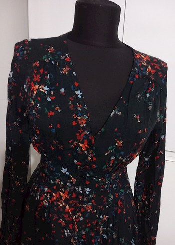 Uzun Kollu Siyah Bohem Uzun Elbise - Görsel 2